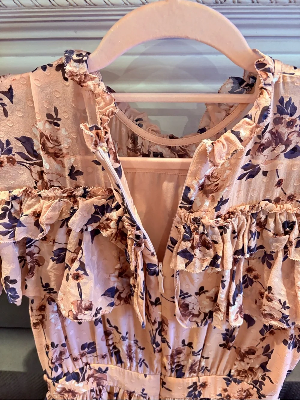 Kate Spade New York women’s floral silk prairie rose clip ruffle mini dress
